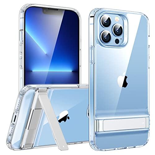 Capa ESR Metal Kickstand compatível com capa iPhone 13 Pro Max, base bidirecional patenteada, proteção contra quedas reforçada, capa traseira fina e flexível, transparente