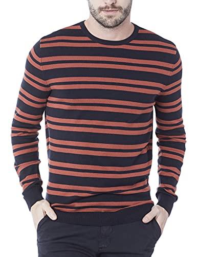 Suéter listrado em tricô de algodão, Hering, Masculino, Vermelho, XXG