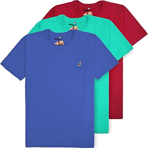 Kit 3 Camisetas Masculinas Básicas Algodão Premium Bamborra (G, Vermelho/Verde/Azul)