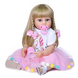 Moniss Bonecas renascidas 22 polegadas silicone corpo inteiro realista realista bebê bebê macio toque real ponderado boneca com cabelo loiro