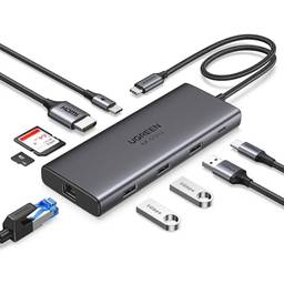 UGREEN Revodok Hub USB C 9 em 1 de 10 Gbps USB C 3.2 e USBA 3.2 4K 60Hz HDMI, 100 W, leitor de cartão SD/TF, estação de ancoragem USB C para MacBook Pro/Air, iPad Pro, Surface, XPS, Thinkpad e mais.