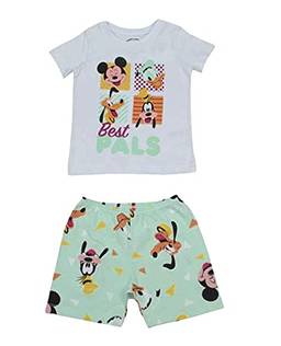 Conj. de Pijama Camiseta e Shorts, Infantil Meninos, Disney, Branco/Azul, 2