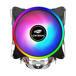 Cooler Fan C3Tech Gaming FC-L100M para Processador CPU AMD e Intel com 4 Heat Pipes e iluminacao em led multicores ate 1600RPM