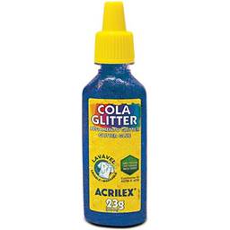 Cola com Glitter, Acrilex 029000204, Azul, 23 g, Pacote de 12