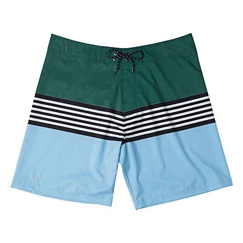 Shorts De Praia Boardshort Estampado Listras, Mash, 42, Verde Escuro, Masculino
