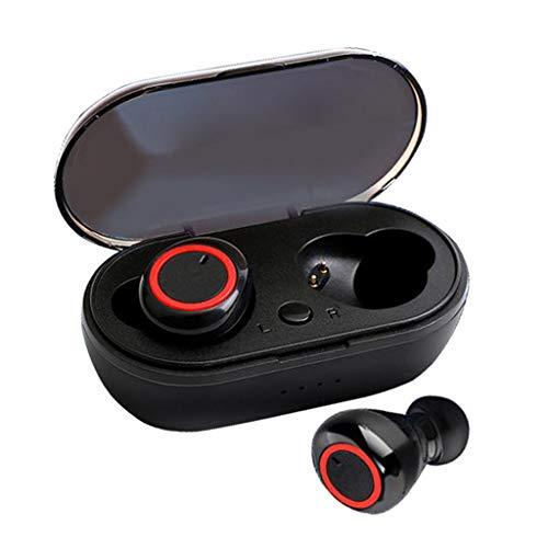 #N/a Y50 Bluetooth 5.0 Fones de Ouvido em fones de Ouvido Estéreo Fones de Ouvido Sem Fio com Caso de Carregamento TWS Construído em Mic Headset Graves - Preto Vermelho