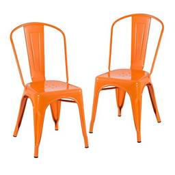 KIT - 2 x cadeiras Iron Tolix - Design Industrial - Aço - Vintage - Laranja