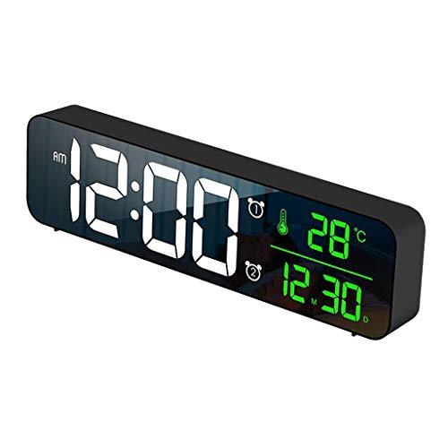 Homyl Premium digital despertador, relógio de parede eletrônico relógio de & 2 opções de alarme, com display de temperatura para casa sala de estar - Preto