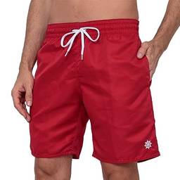 Shorts Bermuda Masculina para academia Tactel com bolsos Cor:Vermelho;Tamanho:P