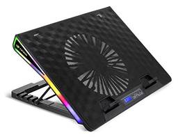 Base Para notebook C3Tech NBC-500BK 17,3" Preto Gamer Led RGB - Refrigerada Com Cooler 185mm controle da velocidade dos Fan ate 6 opcoes, com regulagem de altura em 5 posicoes.