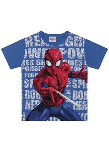 Camiseta Camiseta Spider-Man, Fakini, Meninos, Azul Escuro, 4