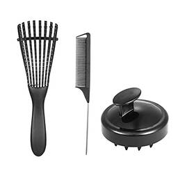 Escova desembaraçadora, escova massageadora de couro cabeludo e pente de cabelo (3peças), Mibee 3