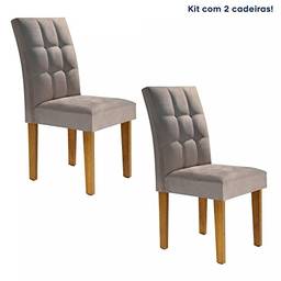 Conjunto 2 Cadeiras Estofadas Hobby Siena Móveis Ypê/Suede Pena Cinza