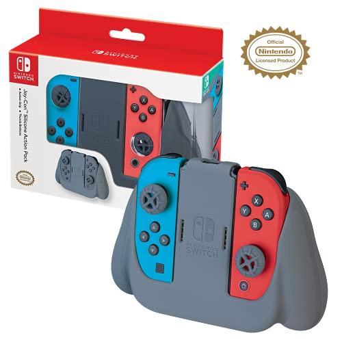 Officially Licensed Nintendo Switch Joy-Con Action Pack Grip and Thumb Buttons – Grey Textured Silicone