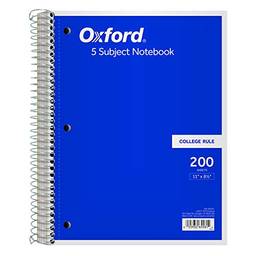 Oxford Caderno para 5 objetos, 21 x 28 cm, pauta universitária, 200 folhas, 4 divisórias (65581)