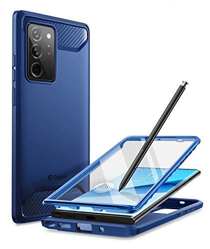 Capa Clayco Xenon Series projetada para Samsung Galaxy Note 20 Ultra, [Protetor de tela integrado] Capa robusta de corpo inteiro compatível com ID de impressão digital, versão de 16,8 cm 2020 (azul)