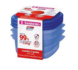 Conjunto com 3 Potes Plástico Ultraprotect de 480 ml, Linha Vac Freezer, Sanremo.