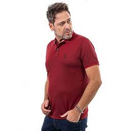 Camisa Polo Básica Piquet Viscose Jacquard Ponto John Pull Tamanho:M;Cor:Vermelho Escuro