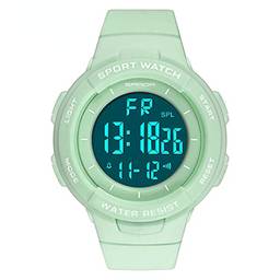 SANDA Relógio Digital Feminino à Prova D'água Relógios De Pulso Femininos Moda Relógio Feminino E Masculino Estudante Esportivo Eletrônico (Green)