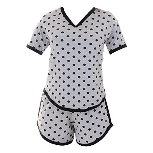 Pijama Fadinha Tecido Refrescante Short Cós Alto Click Mais Bonita (P, Cinza)