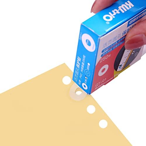 Mibee Loose-Leaf Paper Hole Reforcement Labels Autocolantes redondos Autoadesivos Hole Punch Protetor para Office School Material Home, 250 Labels