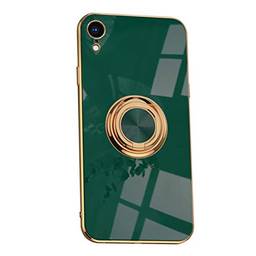 SHUNDA Capa para iPhone XR, capa ultrafina de silicone macio TPU com absorção de choque, capa com suporte magnético para iPhone XR 6,1 polegadas - verde escuro
