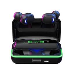 SZAMBIT Fones Ouvido Sem Fio,Fones Ouvido Intra-Auriculares Bluetooth 5.1 com Microfone,Fones de Ouvido para Jogos com Visor Digital Led,Fones de Ouvido à Prova D'água com Caixa de Recarga,Preto