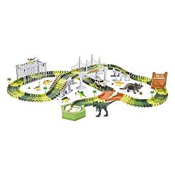 Pista Dinossauro Track com Ponte e Acessórios 220 Peças + Carrinho, DM Toys, DMT6131