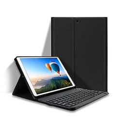 Miaoqian Capa de teclado BT removível com slot de caneta elástica compatível com iPad Pro 10.5 / Air3 10.5 2019 / iPad 10.2 2020 preto