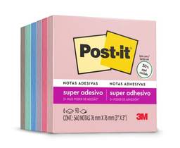 Post-it, 3M, Bloco de Notas Adesivas, Coleção Paixão por Viajar, 76x76mm, 540 folhas