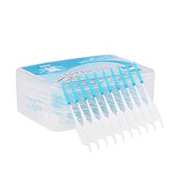 Tomshin 200 unidades/caixa Fio dental Escova interdental Escova dentária Palito de dente Palito de silicone macio Dupla ponta de silicone para higiene bucal