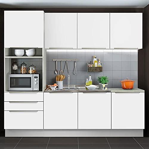 Cozinha Completa Madesa Lux com Armário e Balcão 7 Portas 3 Gavetas - Branco/branco Veludo