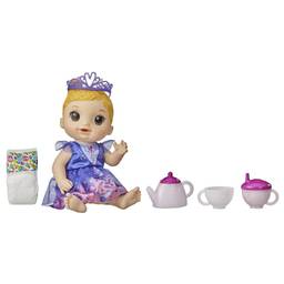 Boneca Baby Alive Bebê Chá de Princesa, com Cabelos Loiros e Kit de Chá que Muda de Cor - F0031 - Hasbro,Roxo, amarelo, rosa e branco