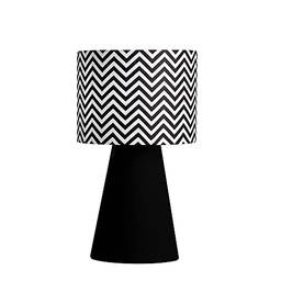 Abajur elegance tecido preto chevron luminária mesa cúpula cabeceira quarto sala interior iluminação