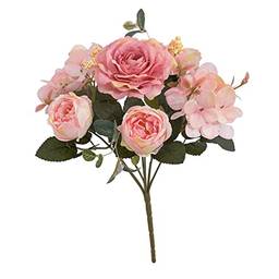 gazechimp Flores de peônia artificiais buquê nupciais arranjo de decoração floral dos namorados, festa, jardim, escritório, Luz rosa