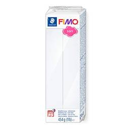 STAEDTLER Argila de polímero macia da FIMO – Argila de forno para modelagem, crianças, joias, esculpir, bloco de 450 g, branco 8021-0, 454 (3638-454 kg-0)