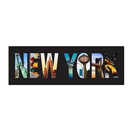 Placa New York 10X30cm Kapos Preto/Colorido