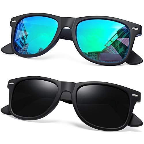 Joopin Óculos de Sol Masculinos Femininos Polarizados Quadrado Óculos de Sol Esportivos para Dirigir UV Proteção (Fosco Preto+Verde)