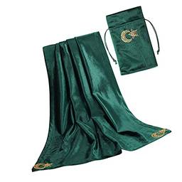 Almencla Altar Card Pano Toalha de Astrologia Cartas de adivinhação Toalha de Tapeçaria com bolsa, Verde escuro
