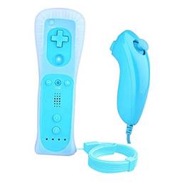 Generic Gesto Controlador e Nunchuck Game Controller Gamepad Joystick Remoto Combo Pack para Wii U Console - Azul