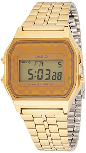 Casio #A159WGEA-9A Relógio masculino vintage dourado com alarme Chrongoraph LCD digital, Branco, OneSize, Digital