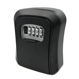 Caixa de segurança Adaskala com chave, para cofre de combinação à prova d'água de liga de alumínio de 4 dígitos montado na parede com armazenamento portátil de chaves para cartões eletrônicos domésticos