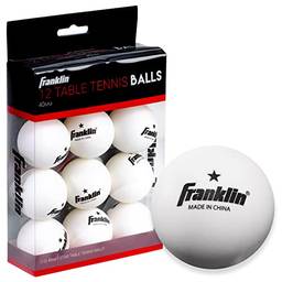 Franklin Sports Bolas de tênis de mesa – Bolas brancas para tênis de mesa – Tamanho oficial de 40 mm + Peso – Bolas profissionais de uma estrela – Pacote com 12 bolas de tênis de mesa