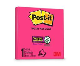 Bloco de Notas Super Adesivas Post-it Pink Neon 76 mm x 76 mm - 90 folhas