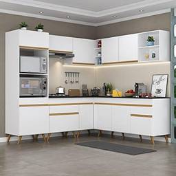 Cozinha Completa de Canto Veneza Gw Multimóveis Mp2045 com Armário e Balcão Branca