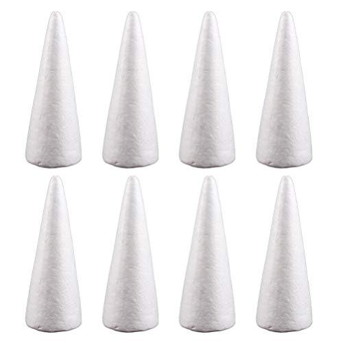 HEALLILY Cone de Espuma para Artesanato 12Pcs Cones de Isopor Branco para Projeto de Artesanato Em Casa DIY Mesa de Ãrvore de Natal Peça Central 18. 5 Cm