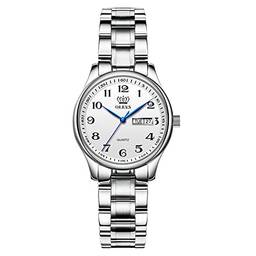 Verhux relógio feminino analógicos de quartzo de aço inoxidável de à prova d'água relógios de pulso mulher presente