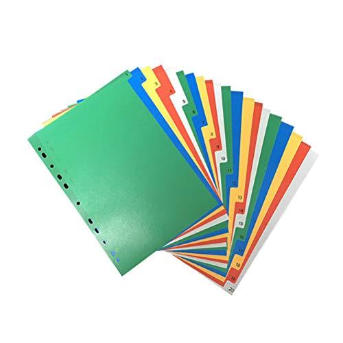 Divisórias coloridas para fichário A4 da STOBOK, 20 páginas, índice colorido, divisórias de plástico (número impresso em cores)