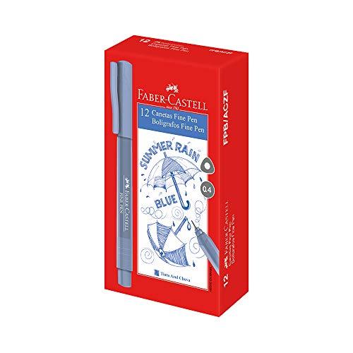 Faber-Castell Fine Pen Caneta Ponta Fina Caixa de 12 Unidades, Azul (Chuva), 0.4 mm