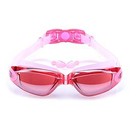 Óculos de natação, óculos de natação anti-vazamento, anti-neblina, anti-ultravioleta, amplo campo de visão óculos de natação de triatlo, óculos de natação ajustáveis, adequado para homens adultos, mulheres, adolescentes (Pink)